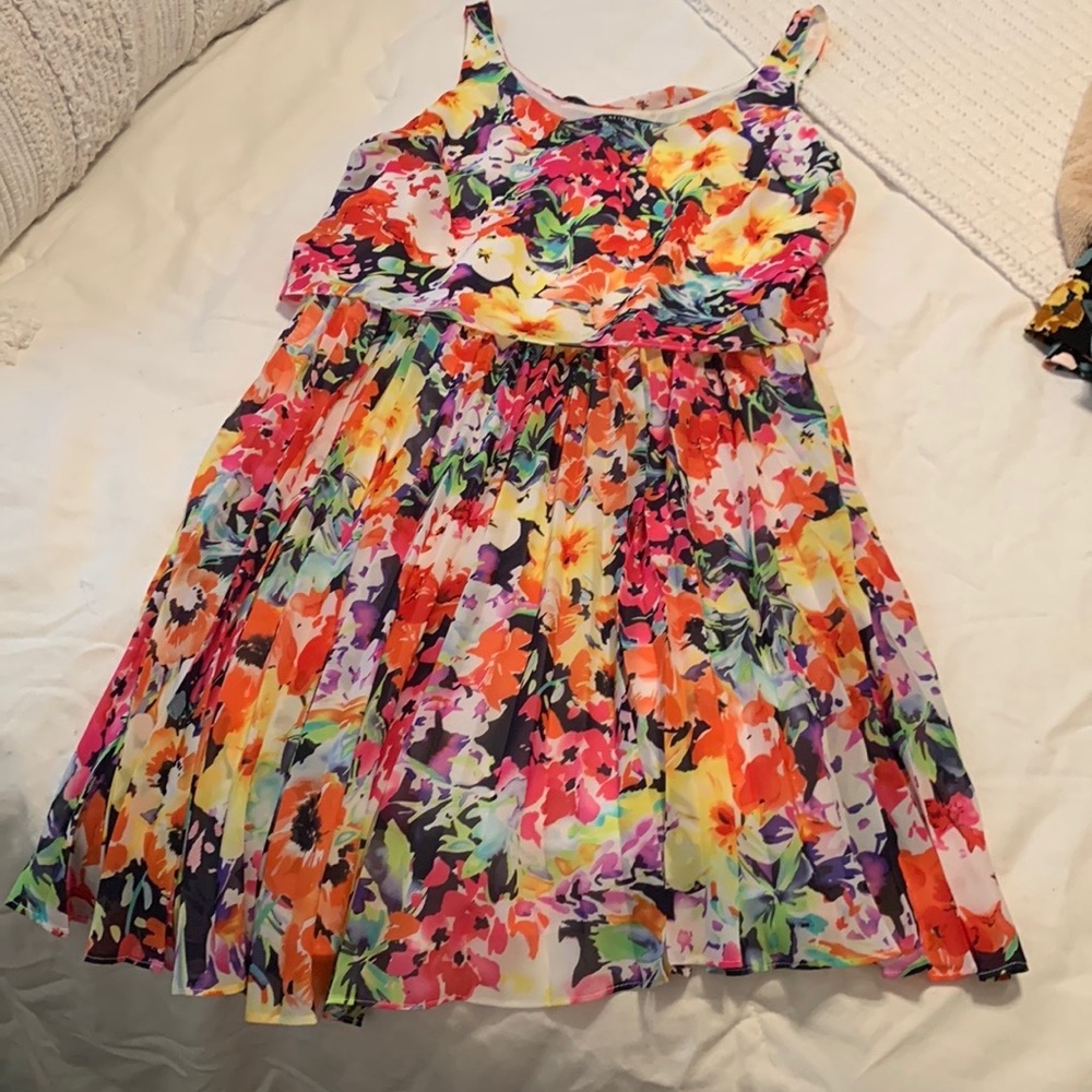 Ralph Lauren Colorful Pleated Skirt Sleeveless Dress